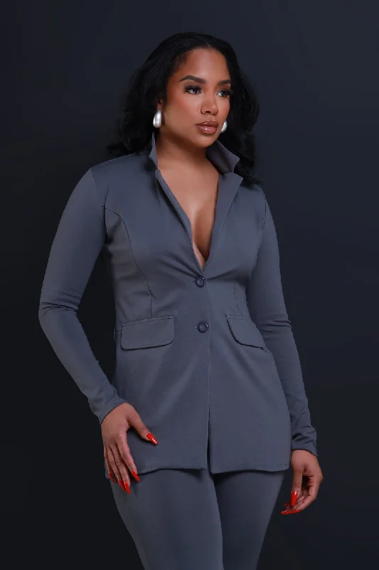 Boss Mood Button Up Blazer - Charcoal